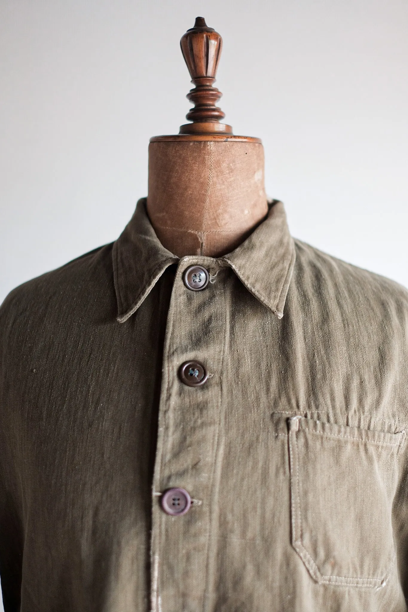 [~ 30's] Veste de travail en coton vert vintage allemand