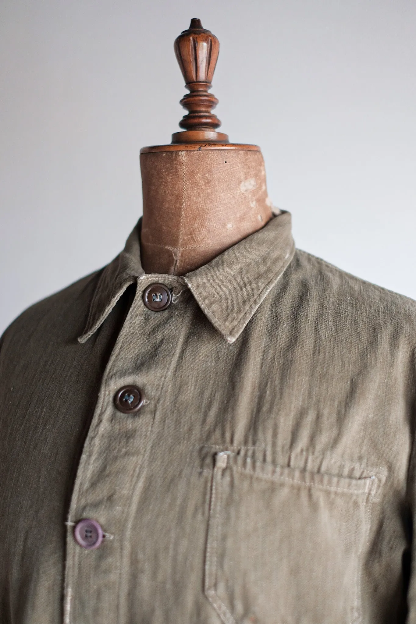 [~ 30's] Veste de travail en coton vert vintage allemand