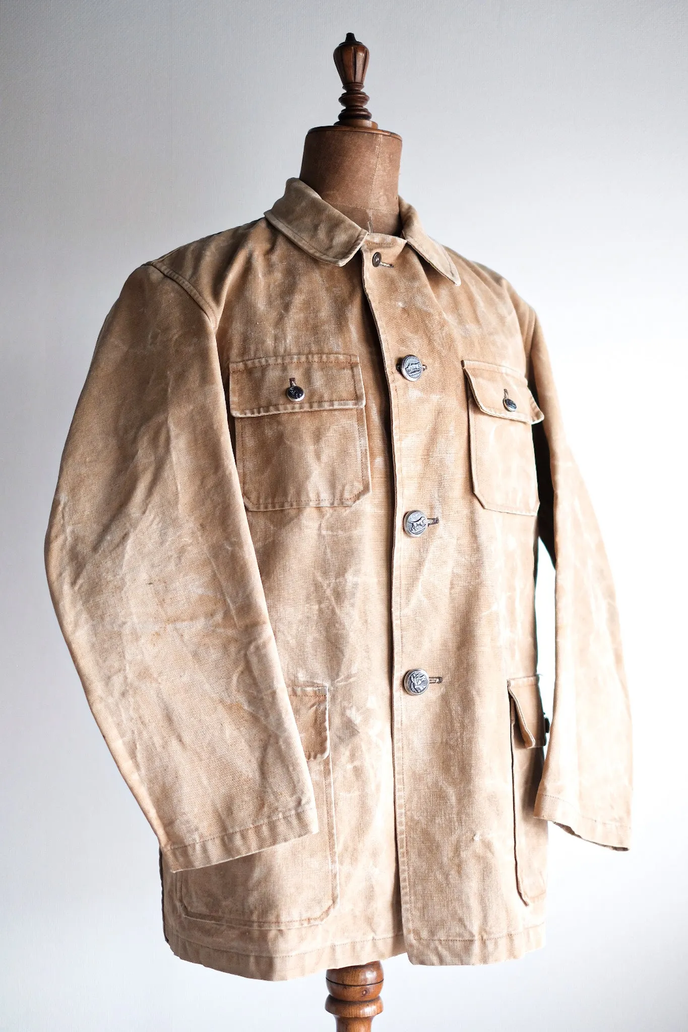 [~ 40's] Veste de chasse en toile en coton vintage français