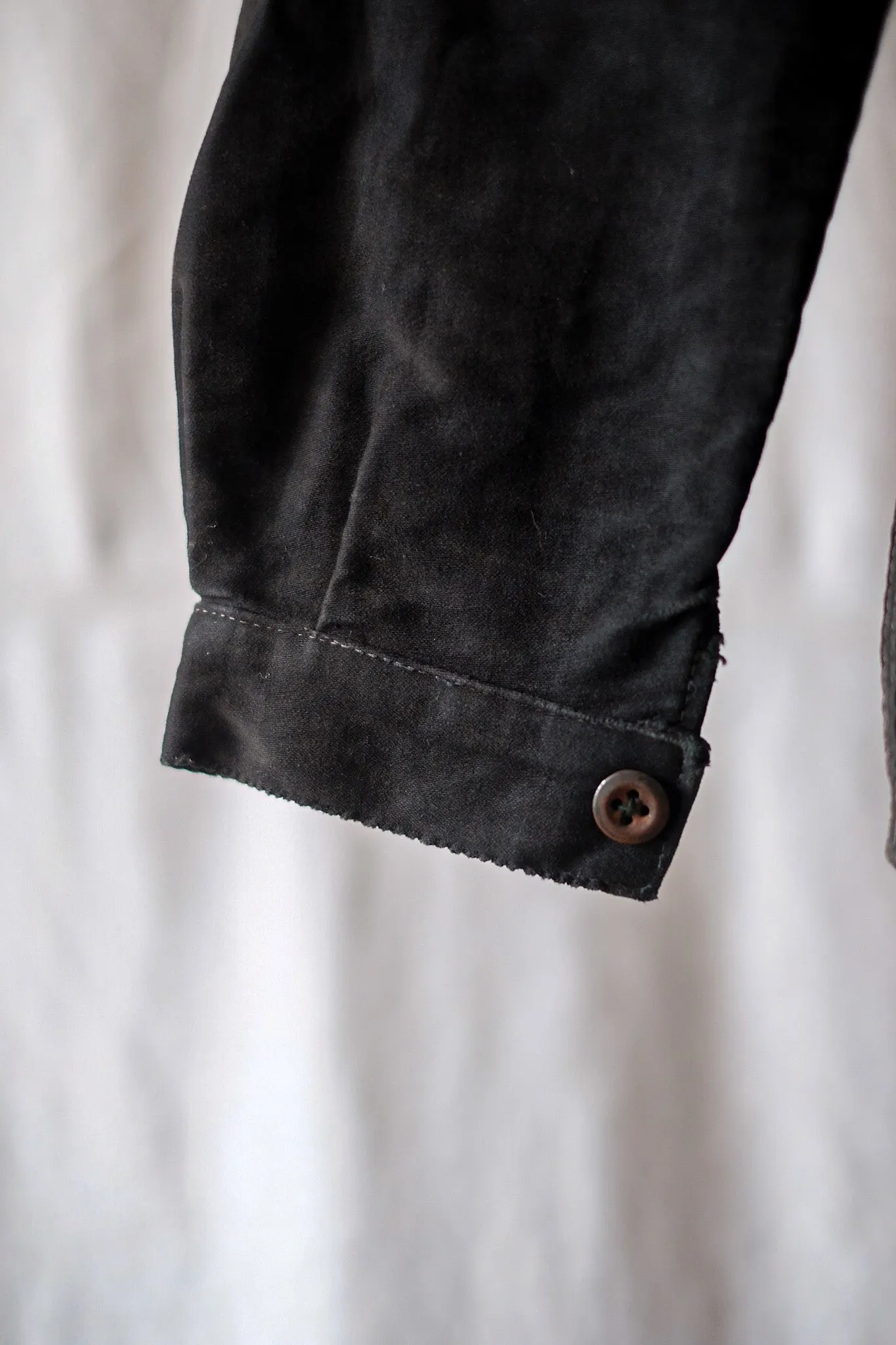 [~ 40's] Veste de travail de moleskin noire vintage française