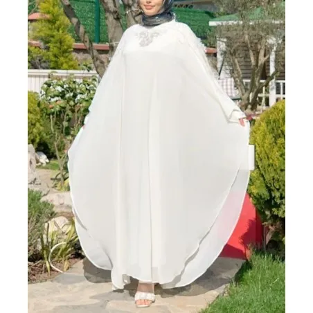 Abaya blanche Sabrina - Abaya mariage