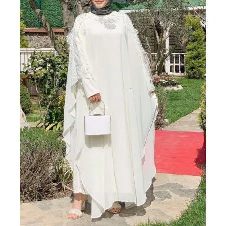 Abaya blanche Sabrina - Abaya mariage