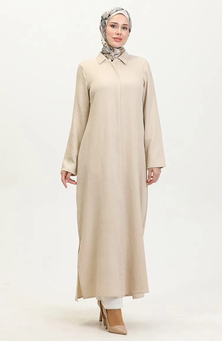 Abaya Col Chemise 24019-03 Beige 24019-03