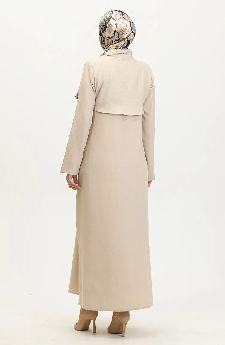 Abaya Col Chemise 24019-03 Beige 24019-03