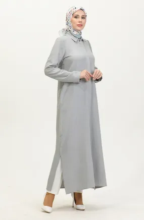 Abaya Col Chemise 24019-04 Gris 24019-04