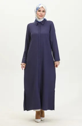 Abaya Col Chemise 24019-05 Bleu Marine 24019-05