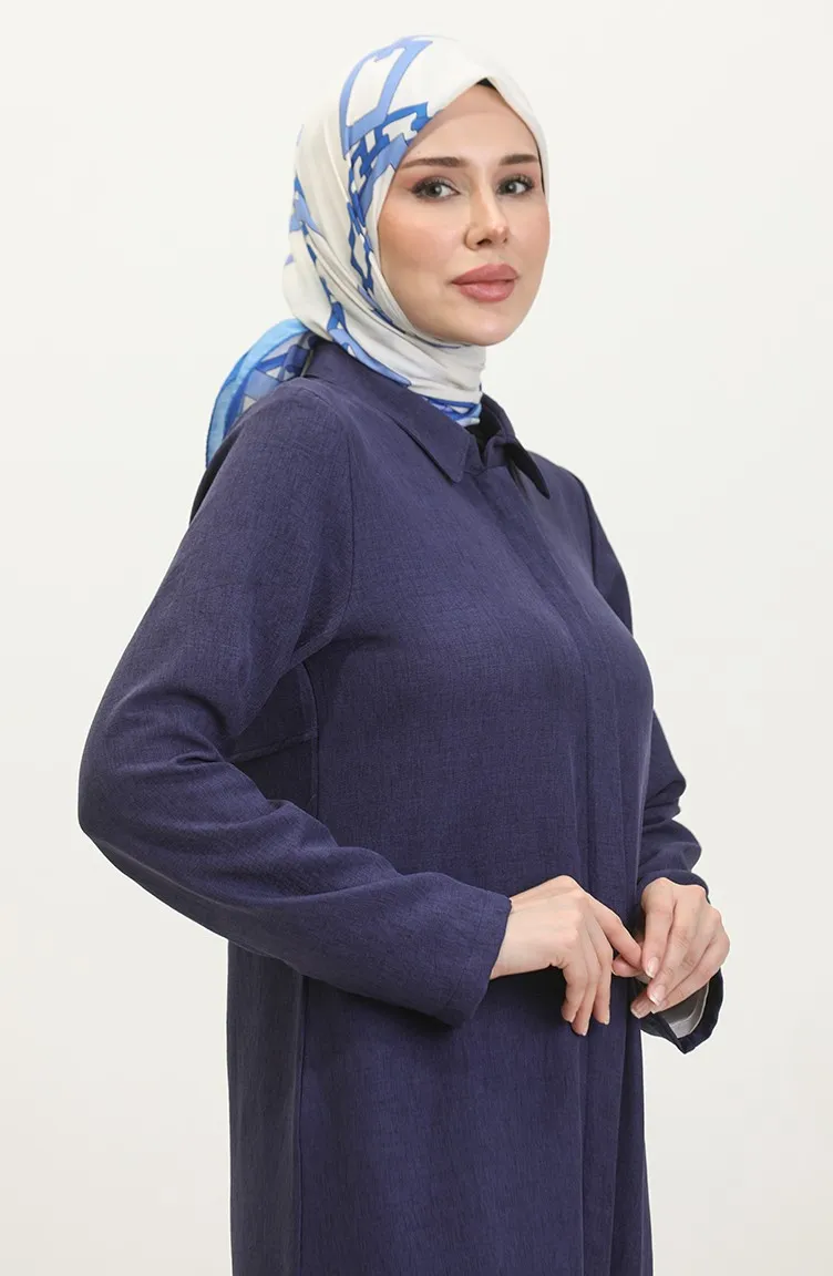 Abaya Col Chemise 24019-05 Bleu Marine 24019-05