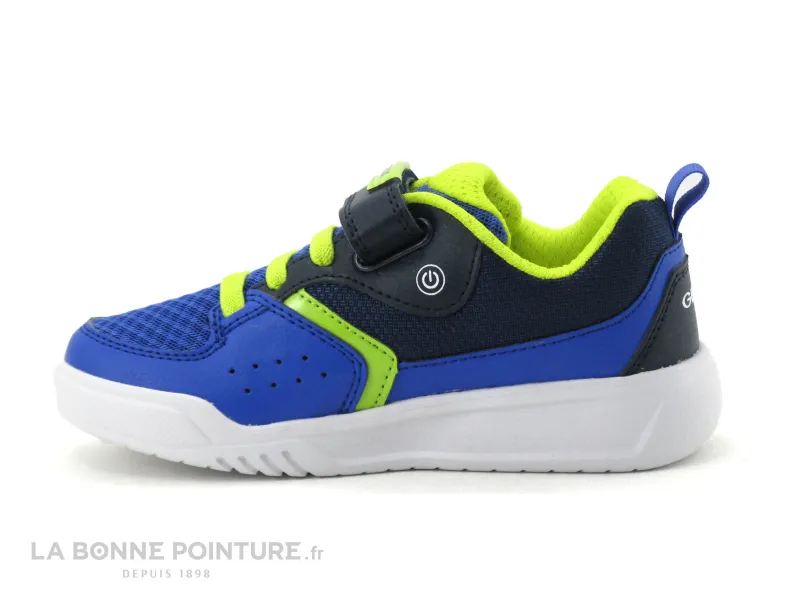 Achat chaussures Geox Enfant Basket, vente Geox J35GVA ILLUMINUS - Royal Lime - Basket leds GARCON