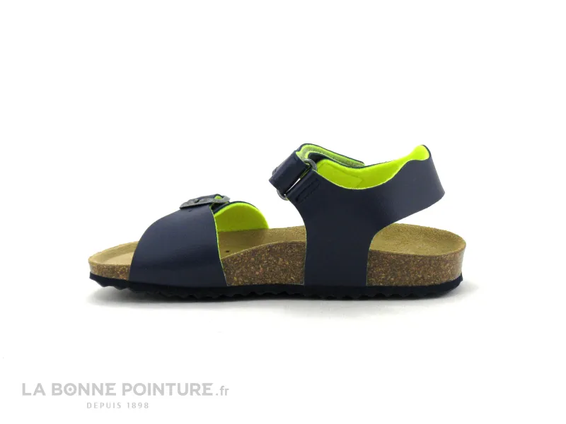 Achat chaussures Geox Enfant Nu-pieds, vente Geox GHITA J028LB - Navy Fluo yellox - Sandale GARCON bleu marine