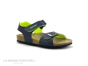 Achat chaussures Geox Enfant Nu-pieds, vente Geox GHITA J028LB - Navy Fluo yellox - Sandale GARCON bleu marine