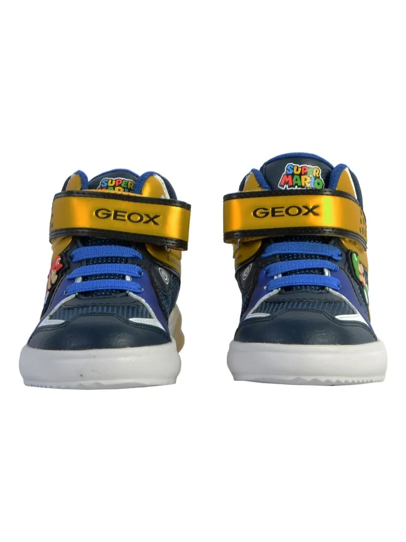 Basket Montante Cuir EnfantGarçons Geox Grayjay - Bleu