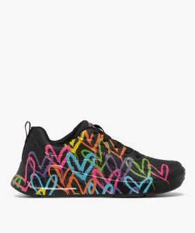 Basket motifs coeurs à lacets femme - Skechers X JGoldcrown noir