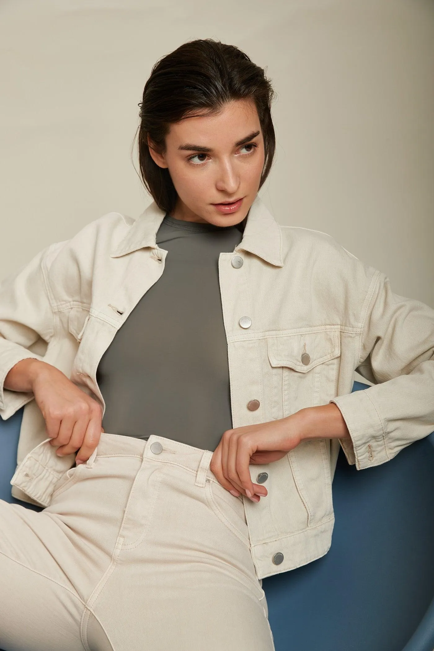 Blouson jean beige - Yanna