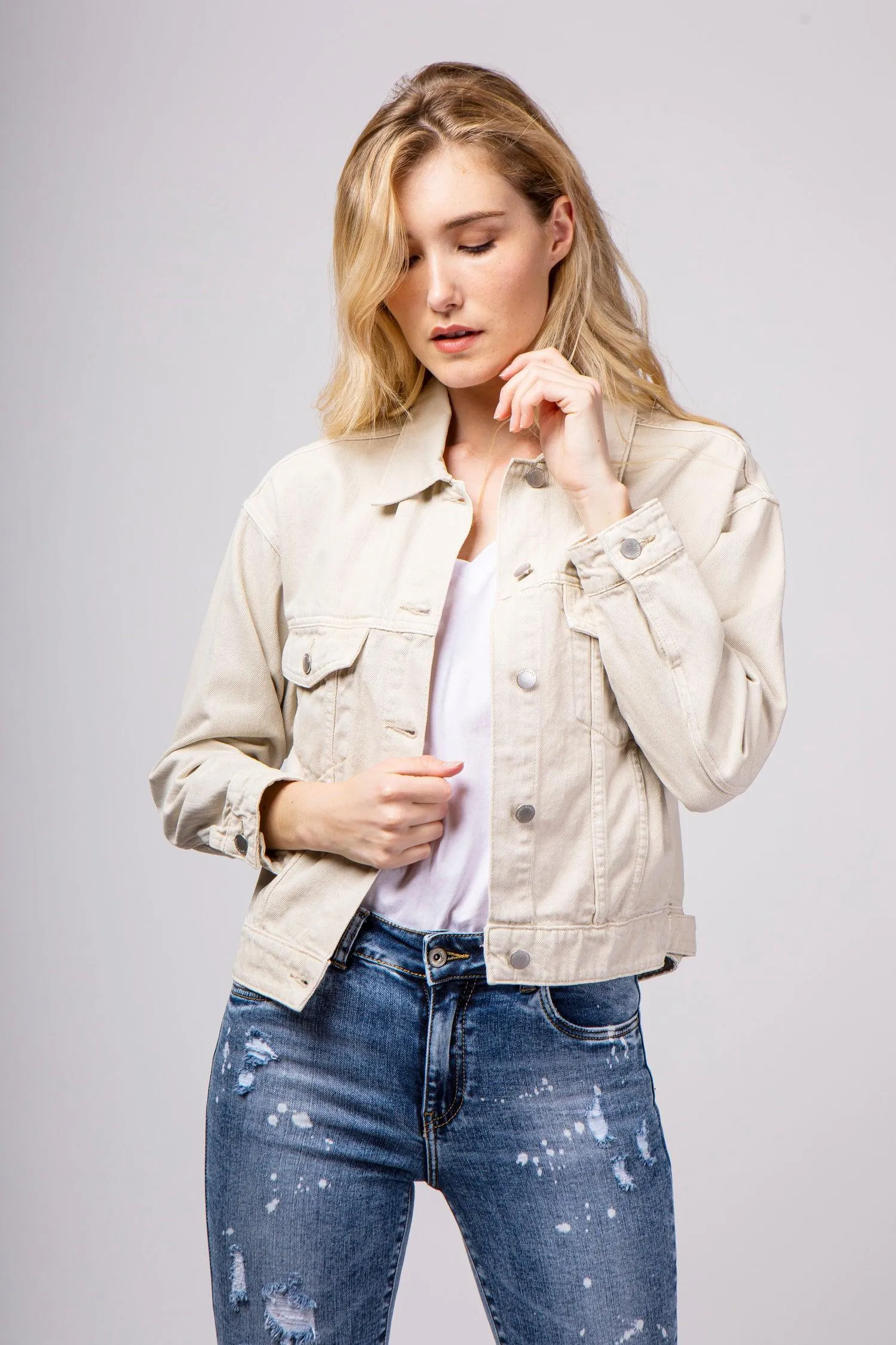 Blouson jean beige - Yanna