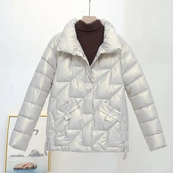 Blouson matelassé femme métalisé Blanc