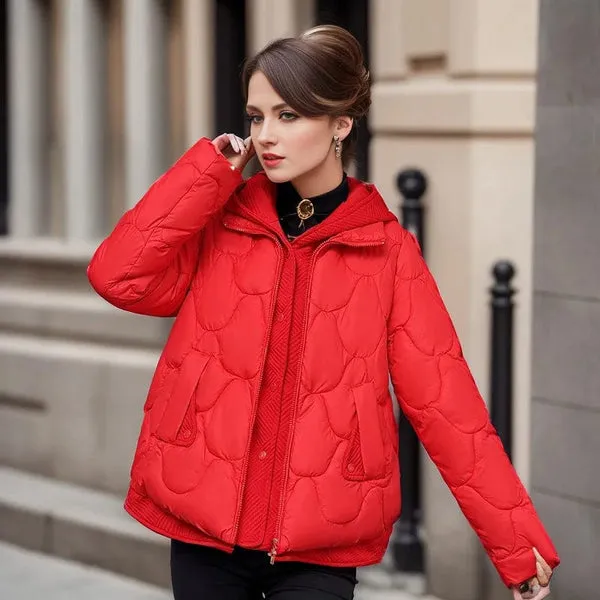 Blouson matelassé à capuche Rouge