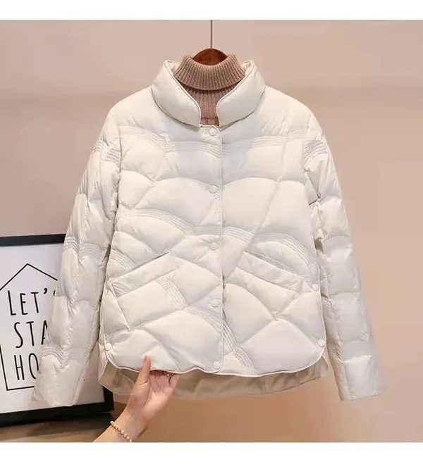 Blouson matelassé à col blanc