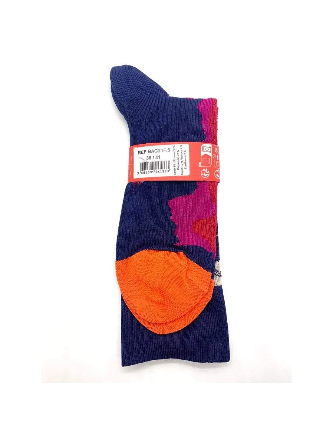 Chaussettes Berthe aux grands pieds BAG21F.5 Bleu/Fuchsia