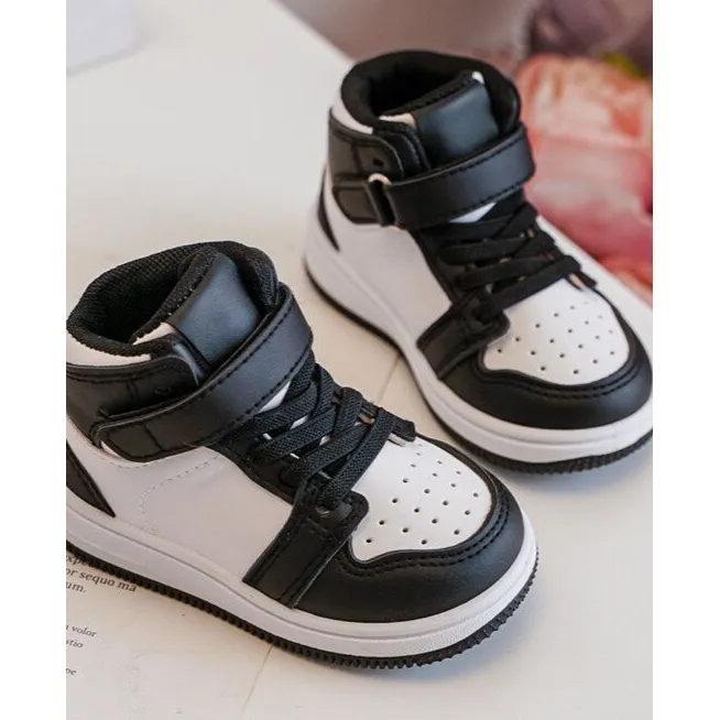 Chaussures de sport hautes pour enfants blanches et noires Teredite