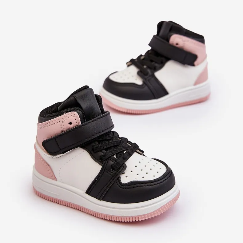 Chaussures de sport hautes pour enfants blanches et roses Teredite