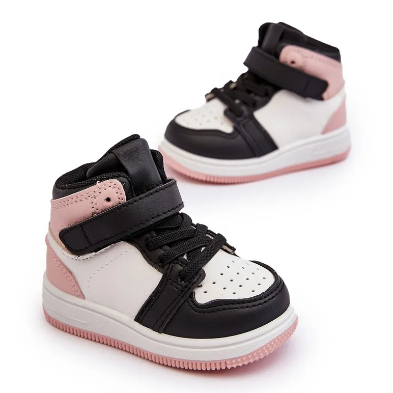 Chaussures de sport hautes pour enfants blanches et roses Teredite