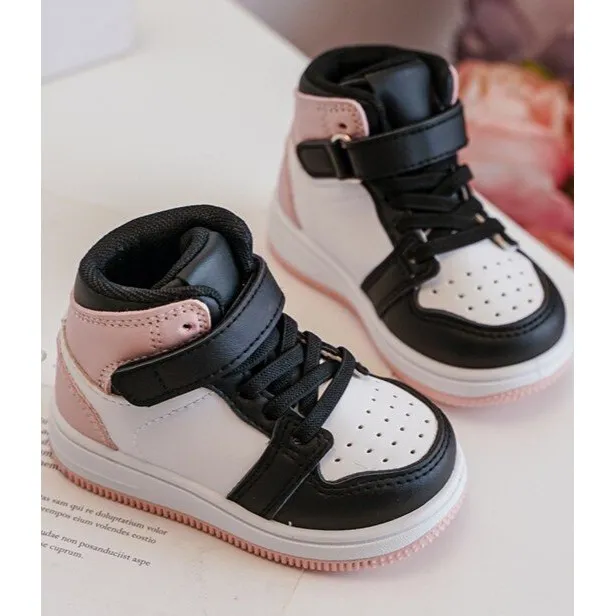 Chaussures de sport hautes pour enfants blanches et roses Teredite