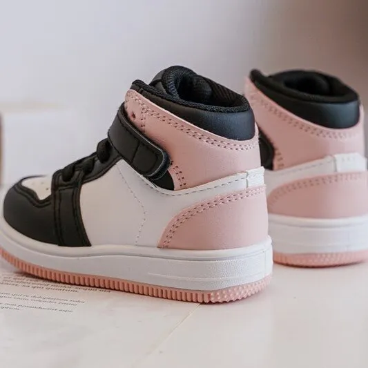 Chaussures de sport hautes pour enfants blanches et roses Teredite