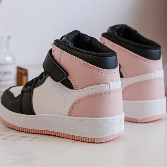 Chaussures de sport hautes pour enfants blanches et roses Teredite