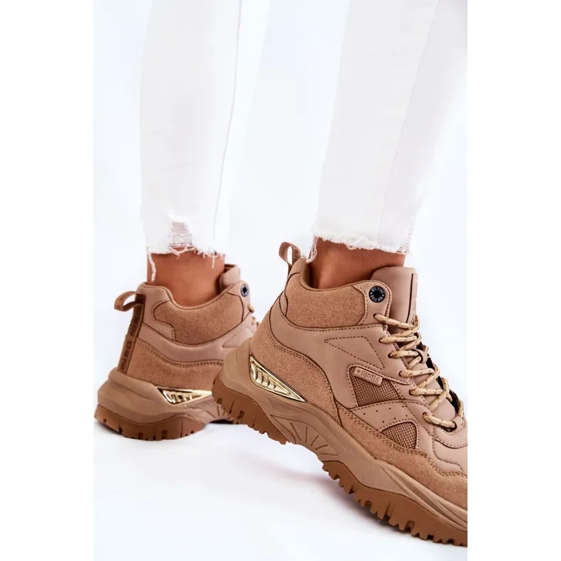 Chaussures de sport hautes pour femmes Système de mousse à mémoire de forme Big Star KK274355 Beige