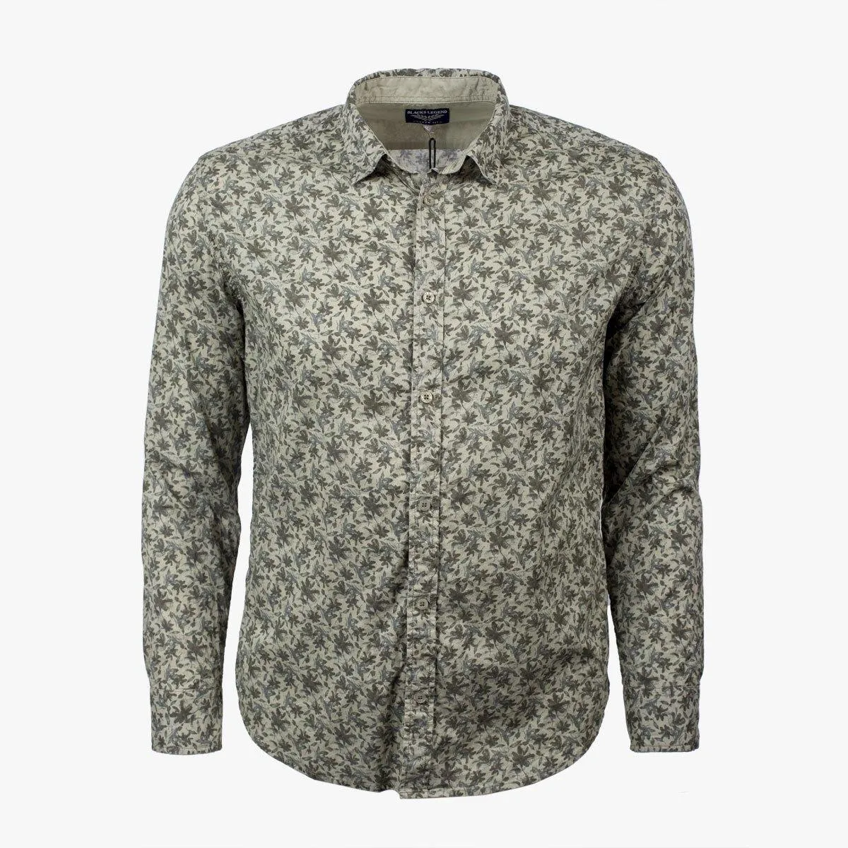 Chemise ml verte imprimé fleuri