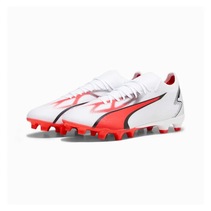 Crampons Puma Ultra Match FG/AG - White-Black-Fire Orchid - 107347 01