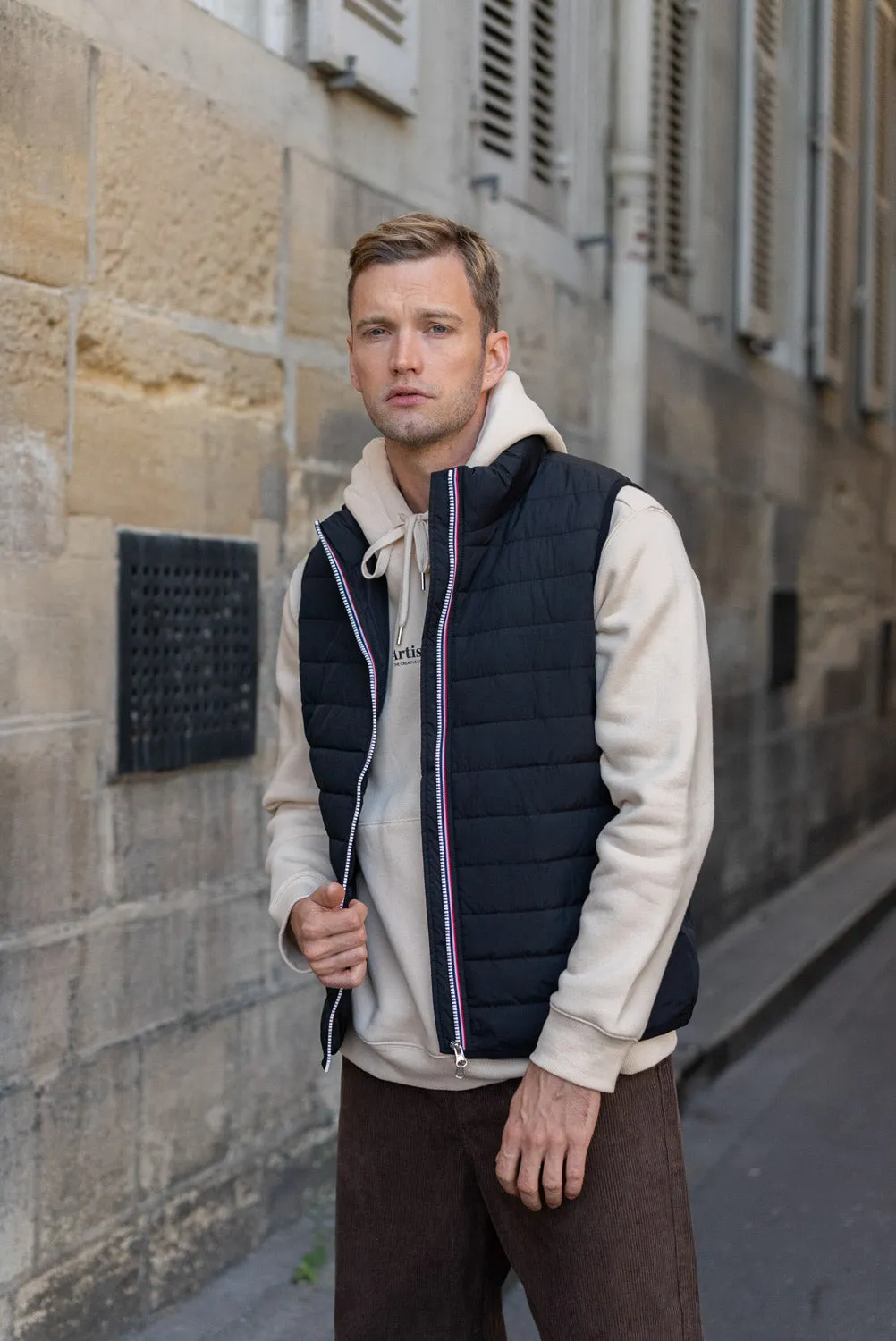 Doudoune sans manches zip tricolore