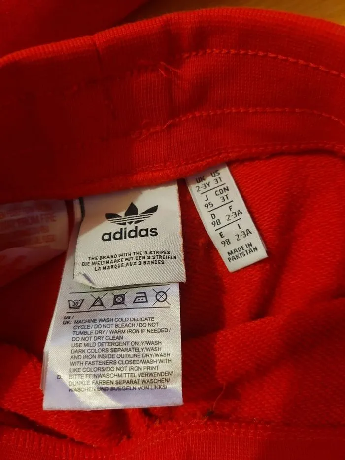 Ensemble jogging rouge Adidas mixte 2/3 ans authentique 