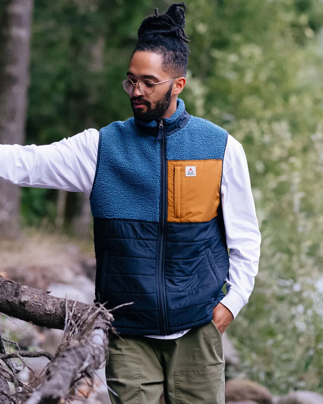 Gilet Sherpa Recyclé Doublé Polaire Born Explorer - Bleu Acier