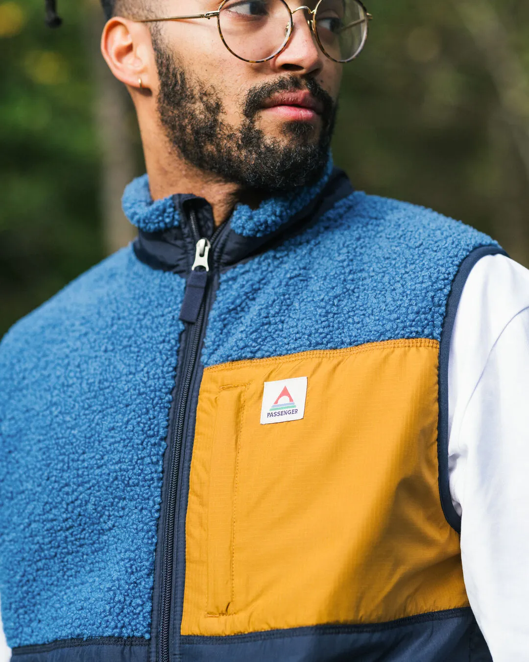 Gilet Sherpa Recyclé Doublé Polaire Born Explorer - Bleu Acier