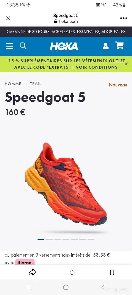 Hoka trail speedgoat5  neuve neuf Ajouté le : 18/03/2023