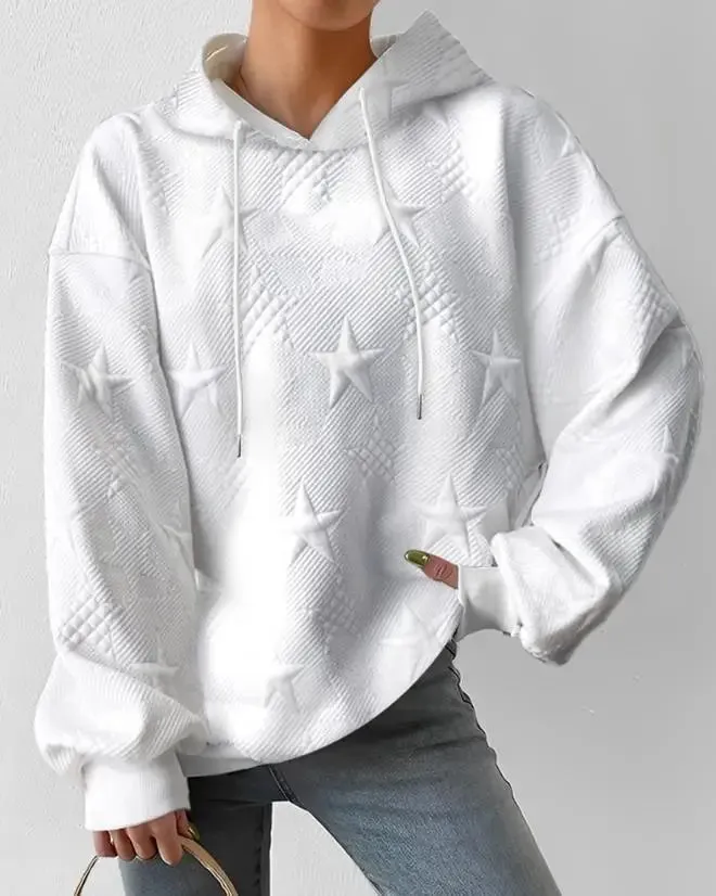 Jade | Sweat-shirt surdimensionné blanc avec capuche