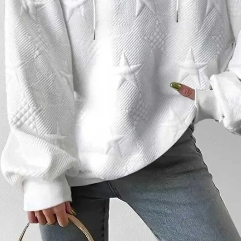 Jade | Sweat-shirt surdimensionné blanc avec capuche