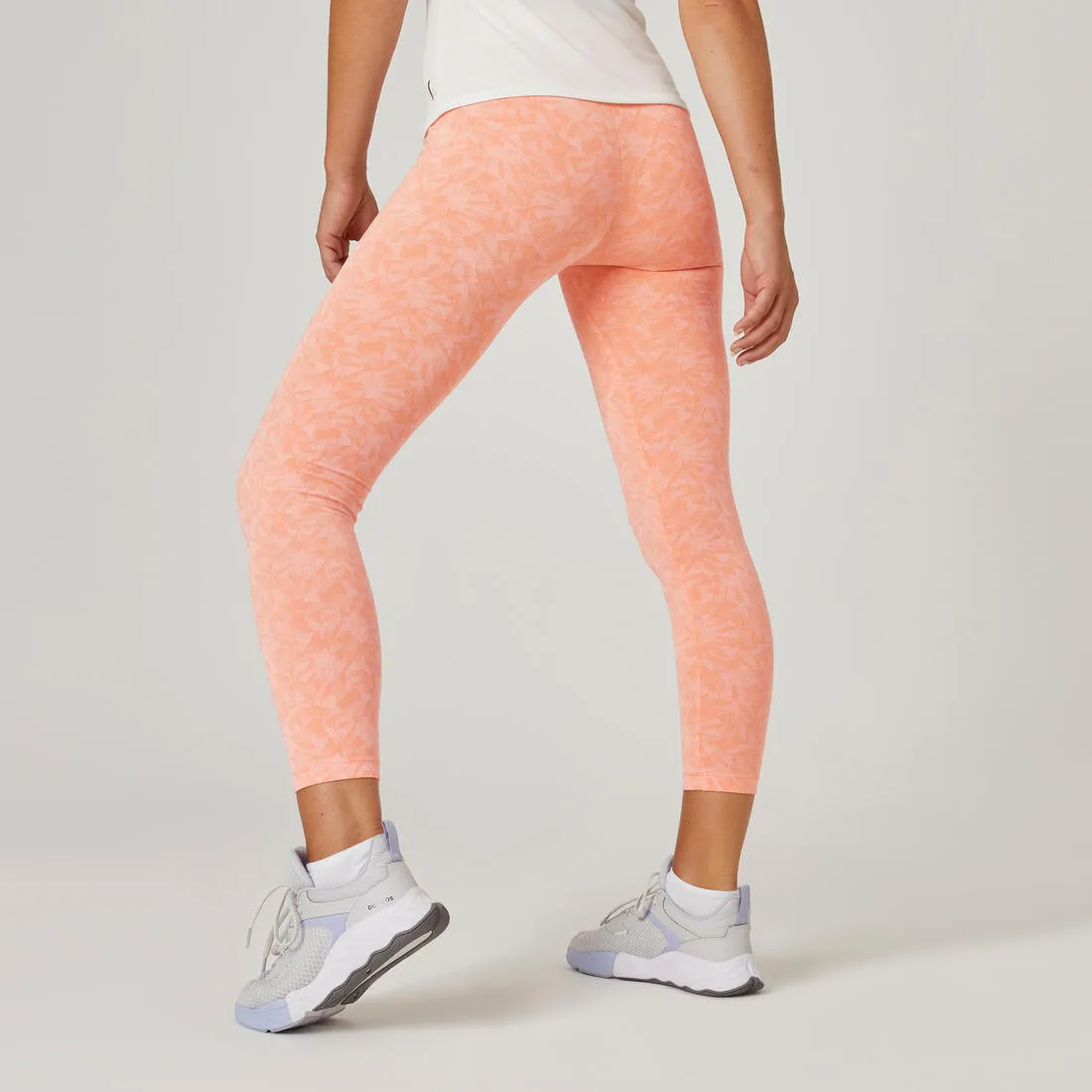 Legging 7/8 fitness femme Fit+ - 500 Imprimé rose Fushia