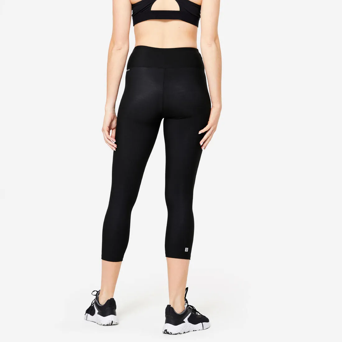 Legging de fitness court cardio femme, noir fumé