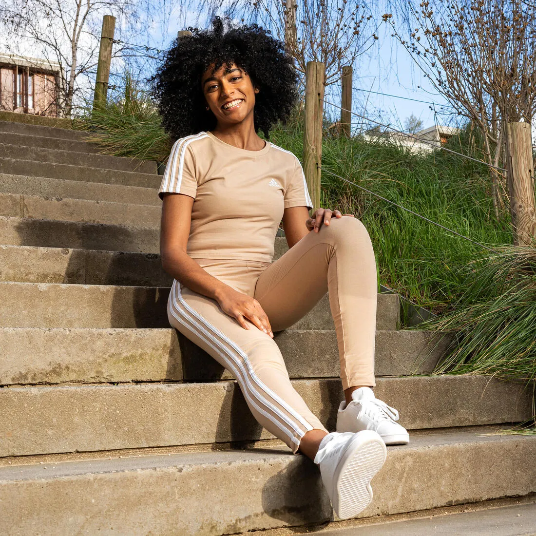 LEGGING DE FITNESS SOFT TRAINING ADIDAS FEMME BEIGE