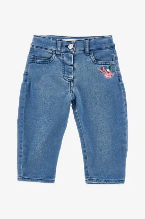 Legging en denim bébé brodé et orné de tulle