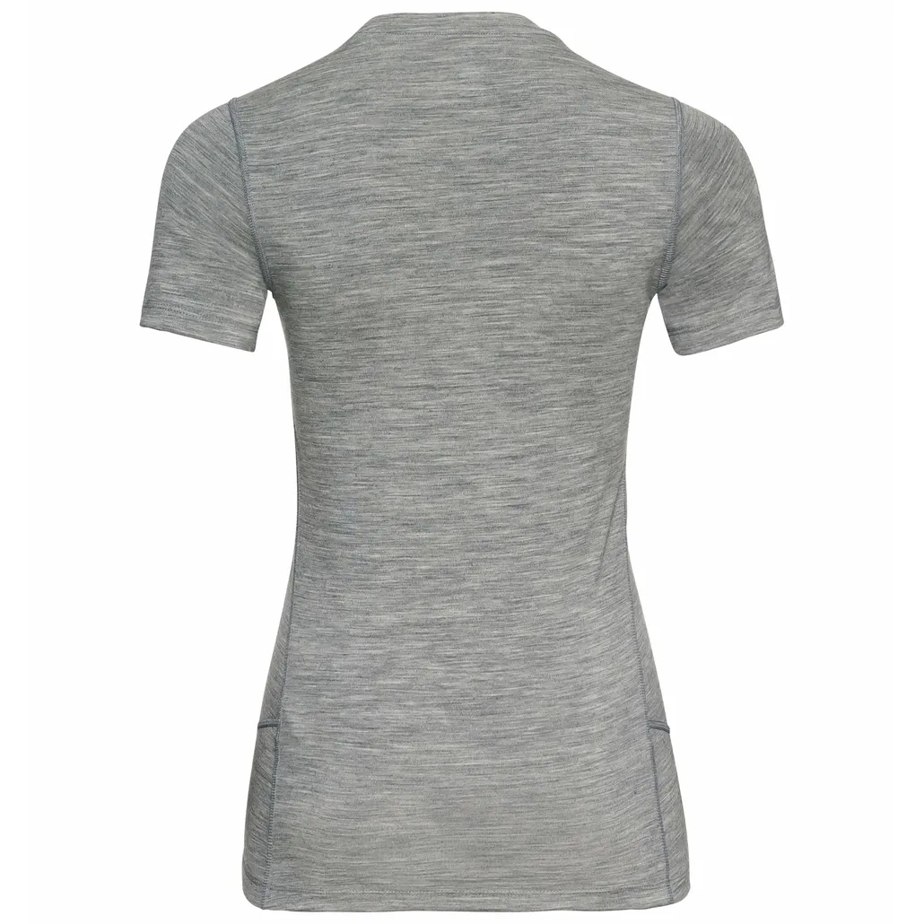 Maillot de Corps Odlo Femme BL Top Crew Neck S/S Merino 200 Grey Melange Grey Melange