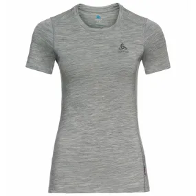 Maillot de Corps Odlo Femme BL Top Crew Neck S/S Merino 200 Grey Melange Grey Melange