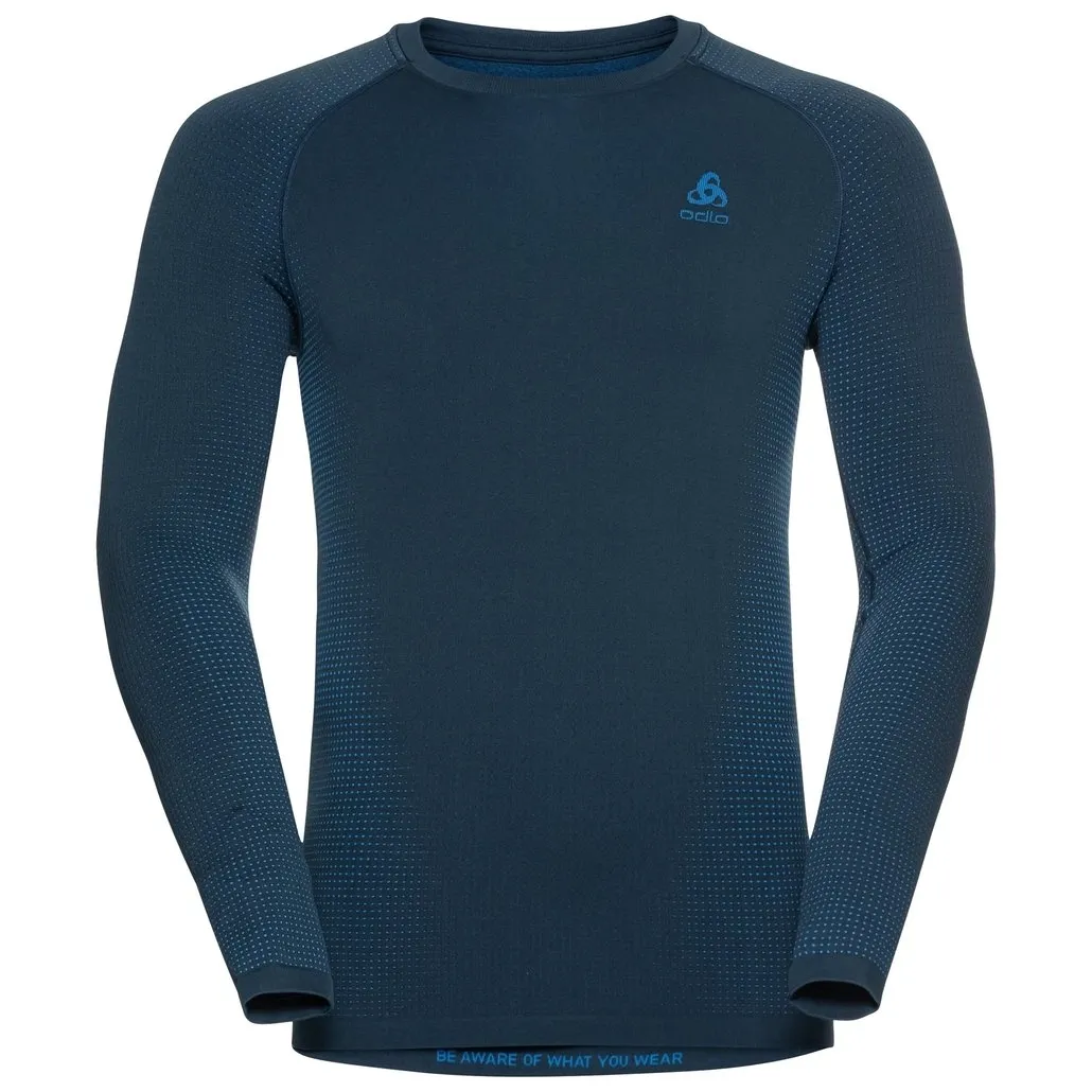 Maillot de Corps Odlo Men BL Top Crew Neck LS Performance Warm Eco Blue Wing Teal Indigo Bunting