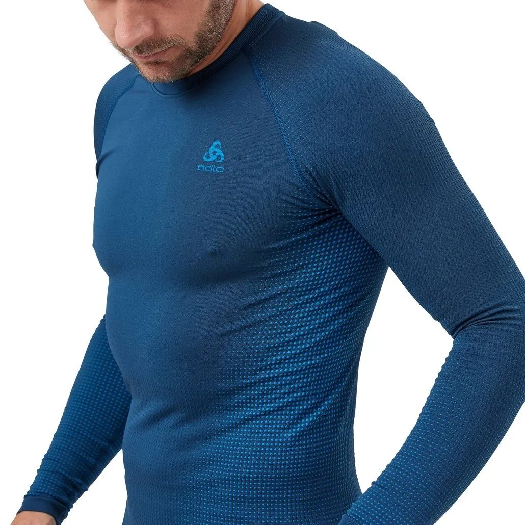 Maillot de Corps Odlo Men BL Top Crew Neck LS Performance Warm Eco Blue Wing Teal Indigo Bunting