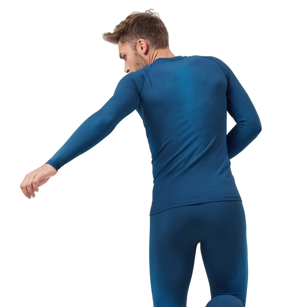 Maillot de Corps Odlo Men BL Top Crew Neck LS Performance Warm Eco Blue Wing Teal Indigo Bunting