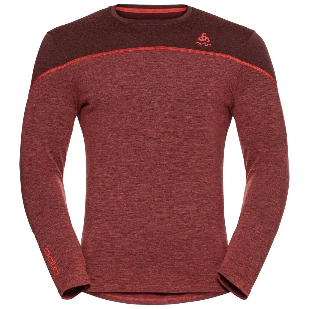 Maillot de Corps Odlo Men Top Crew Neck LS Performance Wool 150 Ketchup Melange Red Maple