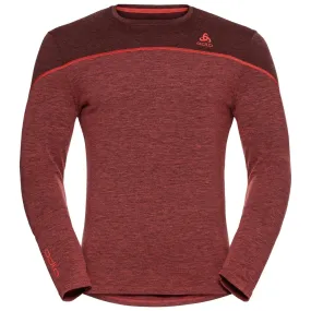 Maillot de Corps Odlo Men Top Crew Neck LS Performance Wool 150 Ketchup Melange Red Maple