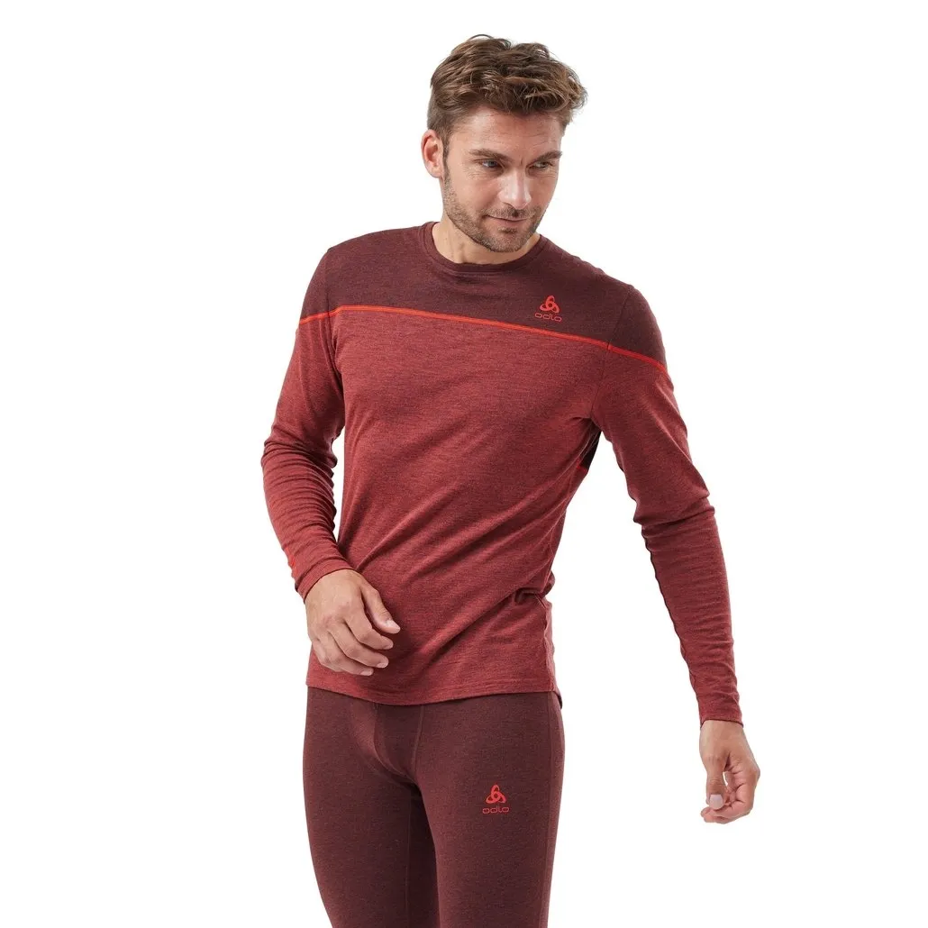 Maillot de Corps Odlo Men Top Crew Neck LS Performance Wool 150 Ketchup Melange Red Maple